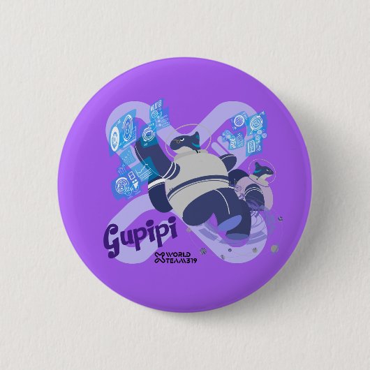 Gupipi-knop ronde button 5,7 cm (Voorkant)