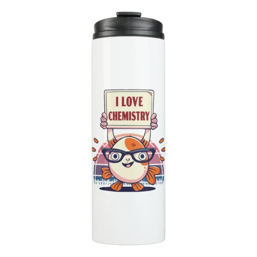 Guppy's en scheikunde leuk vinden thermosbeker (Voorkant)