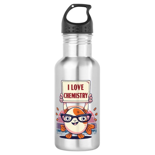 Guppy's en scheikunde leuk vinden waterfles (Voorkant)