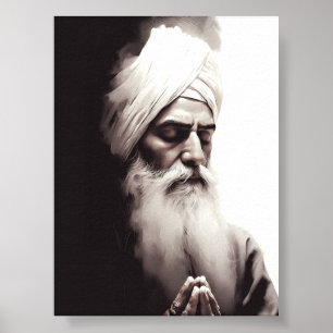 Gurū Nānak Abstract portret - Sikh Poster