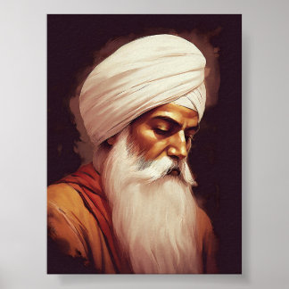 Gurū Nānak Profiel Portret - Sikh Poster