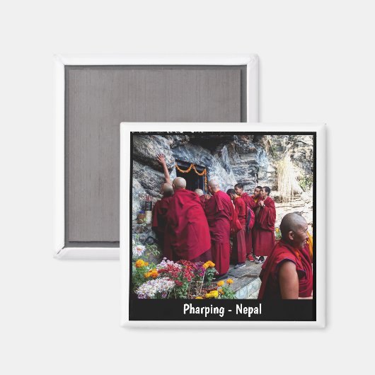 Guru Rinpoche, Pharping Cave, Monks - Nepal Magneet (Voorkant / Achterkant)