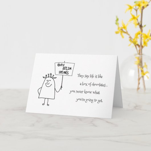 Guru Zelda Chocolates Voeg een naam toe Verjaardag Kaart (Gele Bloem)