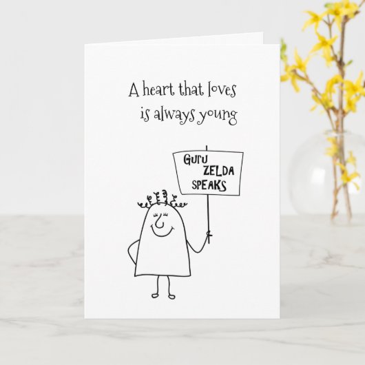 Guru Zelda Speaks Fun Customize IT Jubileum Kaart (Gele Bloem)