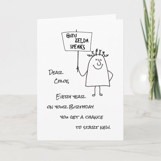 Guru Zelda spreekt Happy New Birthday Year Groet Feestdagen Kaart (Voorkant)