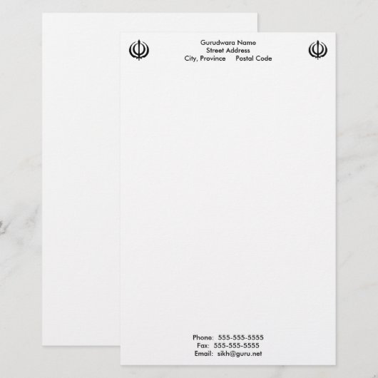 Gurudwara-blocnote Briefpapier (Voorkant / Achterkant)