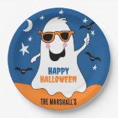 Gus de Ghost Halloween Schattige Kinder Papieren Bordje (Voorkant)