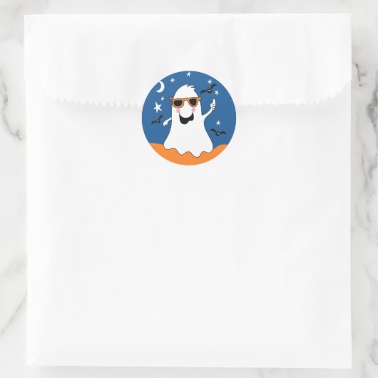 Gus de Ghost Kinder Schattigee Halloween en Bats Ronde Sticker (Tas)