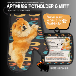 GUS GUS -CHOW DOG Oven Mitt & Pot Holder Ovenwant & Pannenlap Set