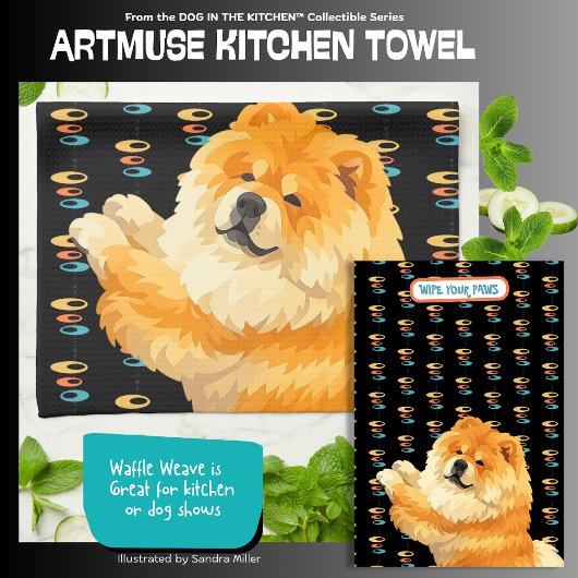 GUS red chow - ArtMuse Kitchen Towels Theedoek