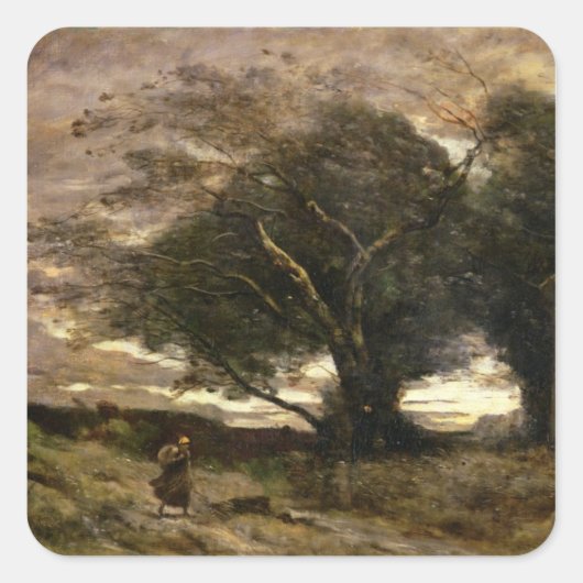 Gust of Wind, 1866 Vierkante Sticker (Voorkant)