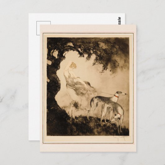 Gust Of Wind beroemd gemaakt door Louis Icart Briefkaart (Voorkant / Achterkant)