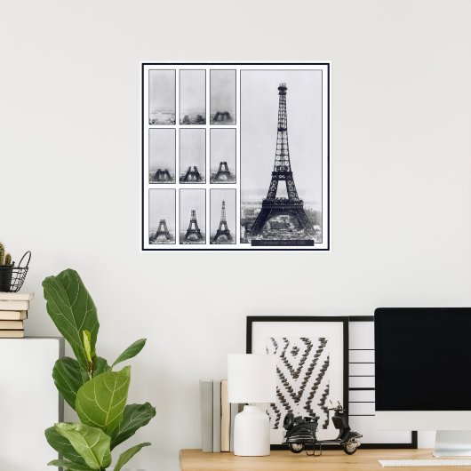 Gustav Eiffel's Tower Under Construction Poster (Thuiskantoor)