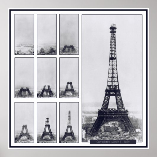 Gustav Eiffel's Tower Under Construction Poster (Voorkant)