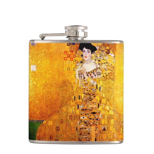 Gustav Klimt Adele Bloch-Bauer Art Nouveau Heupfles (Voorkant)