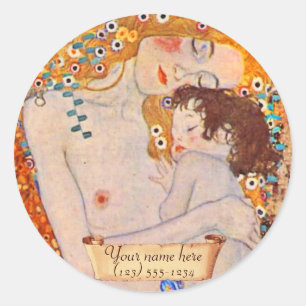 Gustav Klimt Ages of Woman Bookplate Ronde Sticker