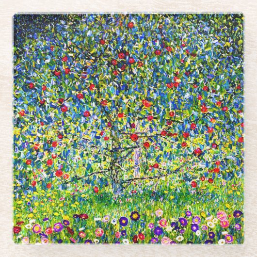 Gustav Klimt Apple Tree Glazen Onderzetter (Voorkant)