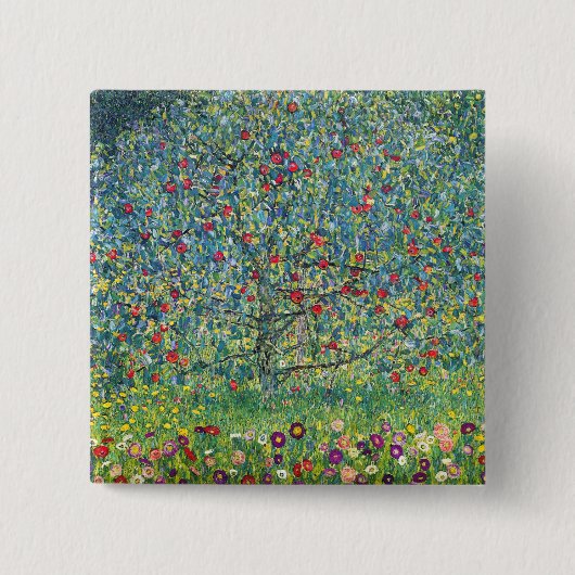 Gustav Klimt - Apple Tree Vierkante Button 5,1 Cm (Voorkant)