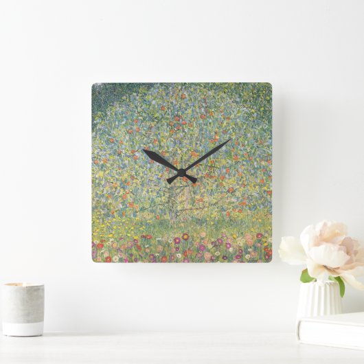 Gustav Klimt Apple Tree Vierkante Klok (Huis)