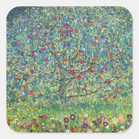 Gustav Klimt - Apple Tree Vierkante Sticker (Voorkant)