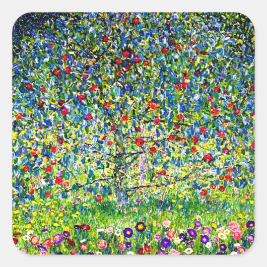 Gustav Klimt Apple Tree Vierkante Sticker (Voorkant)