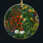 Gustav Klimt art - Boerderij tuin met zonnebloemen Keramisch Ornament<br><div class="desc">Gustav Klimt art - Boerderij tuin met zonnebloemen</div>