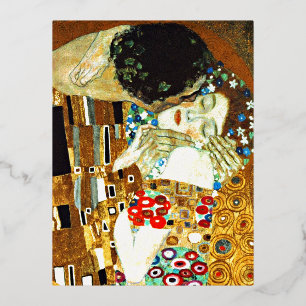 Gustav Klimt art - The Kiss Folie Feestdagen Briefkaart