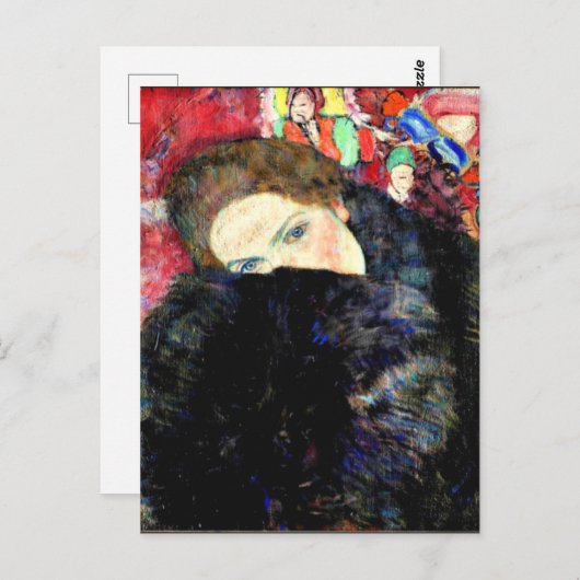 Gustav Klimt artwork, Lady met een moff Briefkaart (Voorkant / Achterkant)