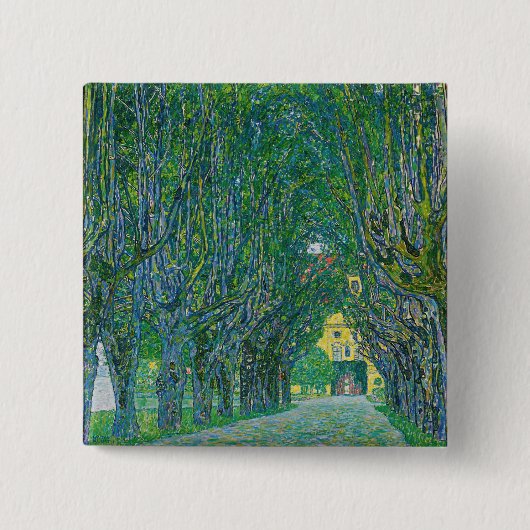 Gustav Klimt - Avenue in het Park Schloss Kammer Vierkante Button 5,1 Cm (Voorkant)
