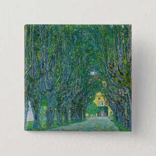 Gustav Klimt - Avenue in het Park Schloss Kammer Vierkante Button 5,1 Cm
