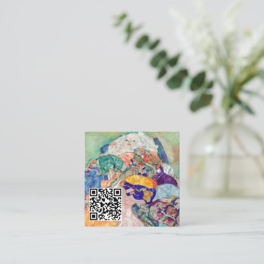 Gustav Klimt - Baby / Cradle - QR-code Vierkante Visitekaartje (Staand voorkant)