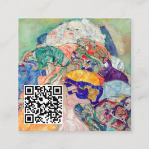 Gustav Klimt - Baby / Cradle - QR-code Vierkante Visitekaartje