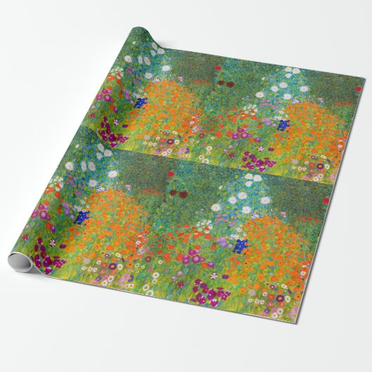 Gustav Klimt Bauerngarten bloementuin fijn kunst Cadeaupapier (Uitgerold)