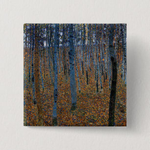 Gustav Klimt - Beech Grove I Vierkante Button 5,1 Cm