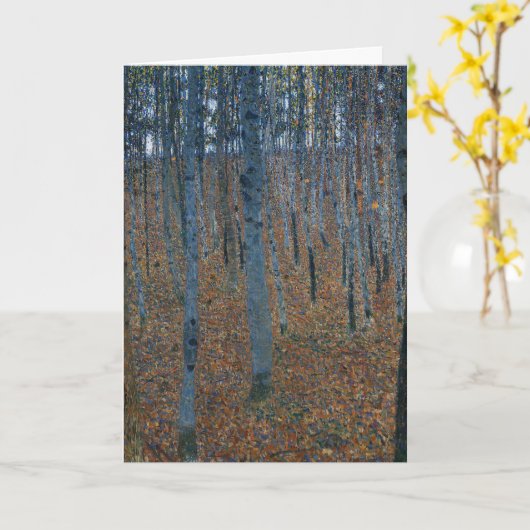 Gustav Klimt Beech Tree Forest Grove Classic Kaart (Gele Bloem)