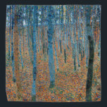 Gustav Klimt Beech Tree Grove Bandana<br><div class="desc">Het is gebaseerd op de natuur schilderkunst van Gustav Klimt, Beech Grove 1, 1902. Het kunstwerk toont een dicht bos van hoge, slanke berkenbomen, met bleke stammen gemarkeerd door duistere, verticale lijnen. Het gebladerte is afgebeeld in tinten blauw, groen en geel, waardoor een gevoel van diepte en levendigheid aan de...</div>