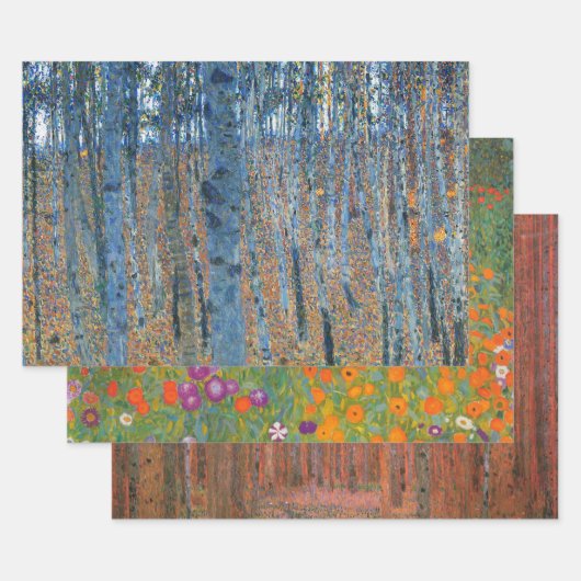 Gustav Klimt Beech Tree Grove Inpakpapier Vel (Set)