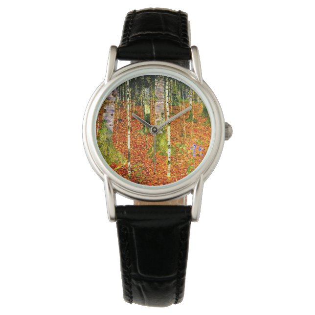 Gustav Klimt Berkenbomen Horloge (Voorkant)