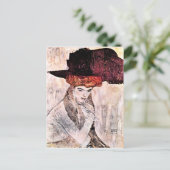 Gustav Klimt beroemd schilderij, Der Schwarze Hut Briefkaart (Staand voorkant)