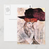 Gustav Klimt beroemd schilderij, Der Schwarze Hut Briefkaart (Voorkant / Achterkant)