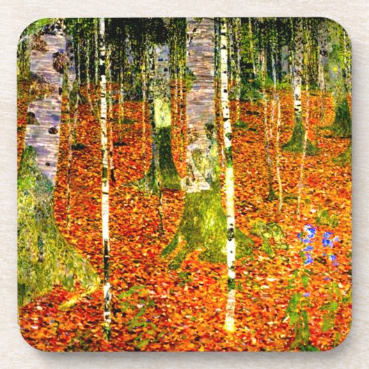 Gustav Klimt Birch Trees Bier Onderzetter (Voorkant)