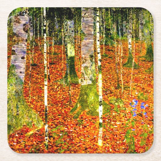 Gustav Klimt Birch Trees Kartonnen Onderzetters (Voorkant)