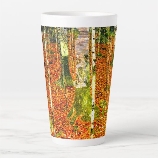 Gustav Klimt Birch Trees Latte Mok (Voorkant)