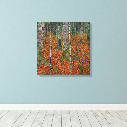 Gustav Klimt - Birch Wood Canvas Afdruk (Insitu (Houten vloer))
