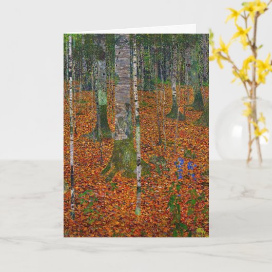 Gustav Klimt - Birch Wood Kaart (Gele Bloem)