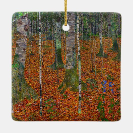 Gustav Klimt - Birch Wood Keramisch Ornament (Achterkant)