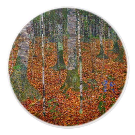 Gustav Klimt - Birch Wood Keramische Knop (Voorkant)