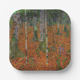 Gustav Klimt - Birch Wood Papieren Bordje