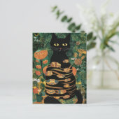 Gustav Klimt Black Cat in een bloementuin Briefkaart (Staand voorkant)