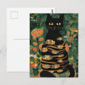 Gustav Klimt Black Cat in een bloementuin Briefkaart (Voorkant / Achterkant)